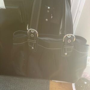Black Tote Bag with White Stitching